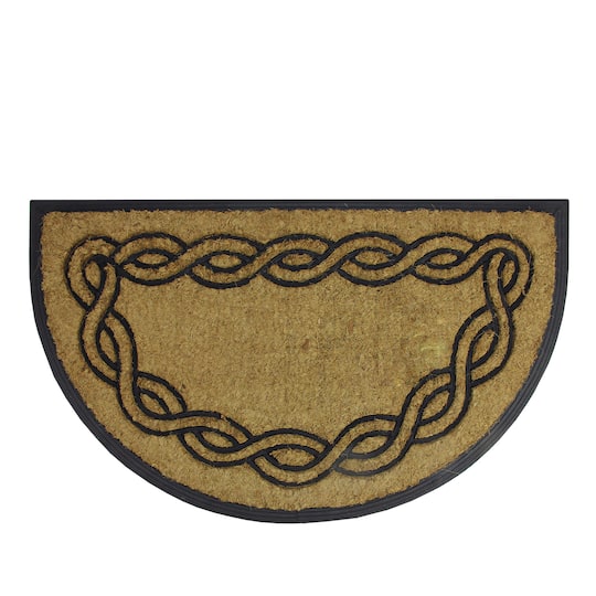 Black Rubber & Coir Outdoor Half Round Door Mat, 29.5" x 17.5"